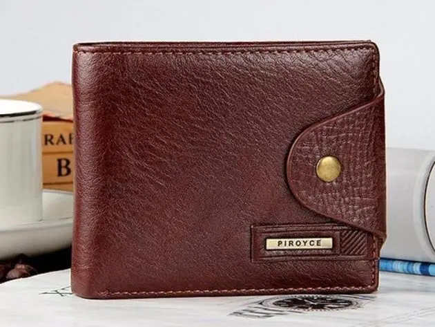Billetera de Cuero Café Con Broche
