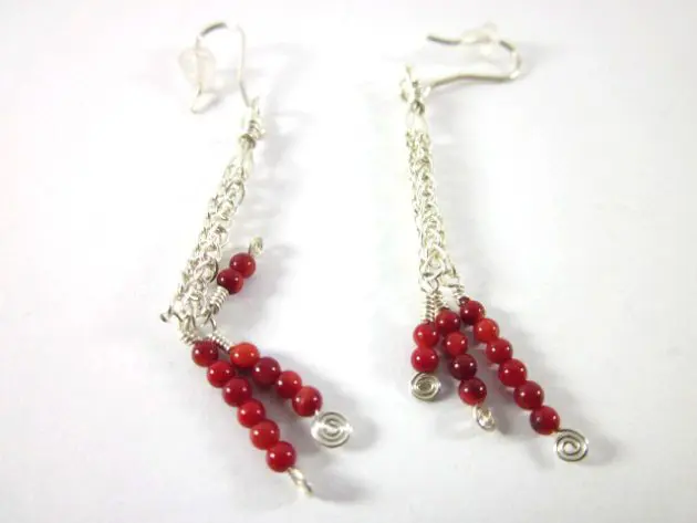 Aros de Plata Sterling con Coral